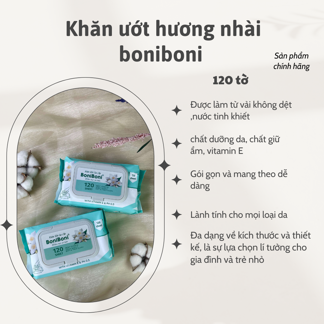 Khăn ướt hương nhài boniboni